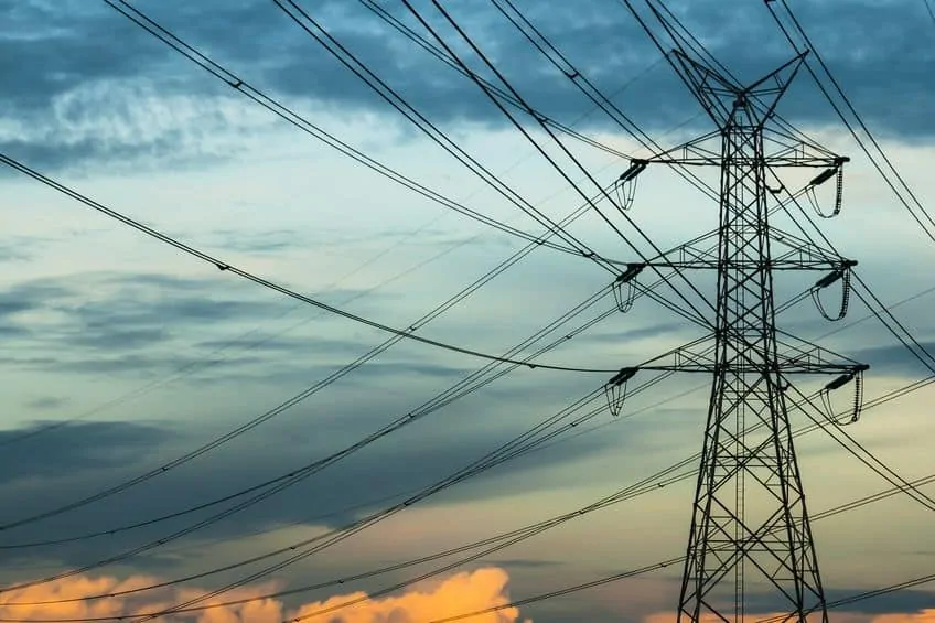 high voltage power lines and pole