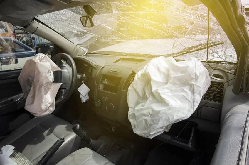 Air bag and Front windshield cracked by car accident