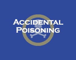 Accidental Poisoning - blue overlay on a picture of the poison warning label