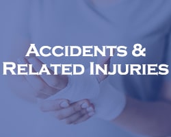 accidents & related injuries - blue overlay on an injured wrist