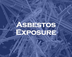 Asbestos Exposure - blue over a microscopic view of asbestos