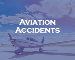 Aviation Accidents - blue overlay on an airplane sitting on a runway