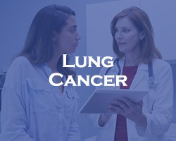 Lung Cancer - blue over a doctor talking to a patient