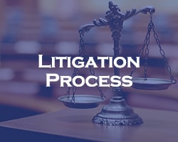 Mesothelioma Litigation Process - blue over legal scales