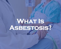 What Is Asbestosis - blue over a doctor speaking with a patient in a hospital bed